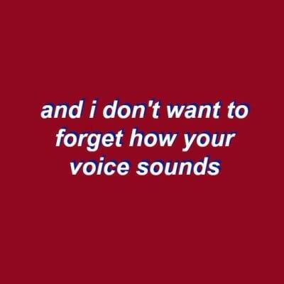 and i don't want to forget how your voice sounds