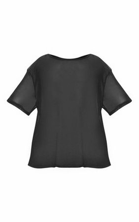 Plus Black Sheer Mesh Oversized T-Shirt | PrettyLittleThing