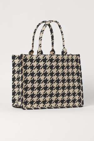 Jacquard-weave Handbag - Black/houndstooth-patterned - Ladies | H&M US