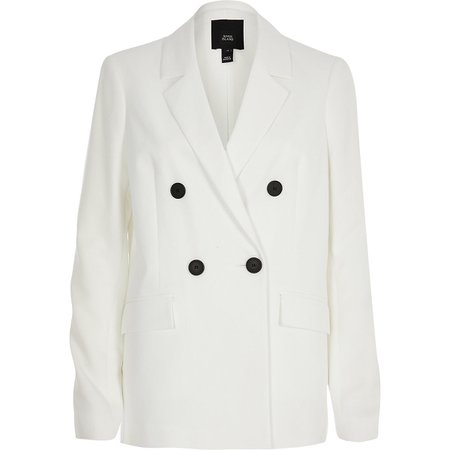 White double-breasted boyfriend blazer - Blazers - Coats & Jackets - women