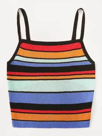 Rainbow Stripe Knit Cami Top