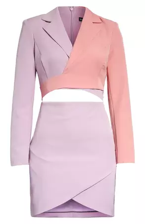 Lavish Alice Colorblock Long Sleeve Cocktail Minidress | Nordstrom