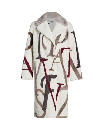 Saks Fifth Avenue Letters Shearling & Mink Fur Coat