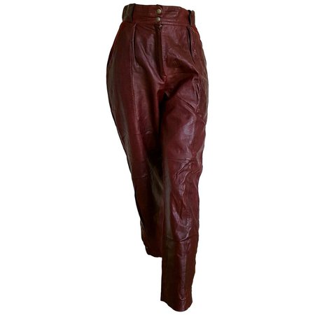 Claude MONTANA "New" Burgundy Lamb Leather Pants. Unworn. For Sale at 1stdibs