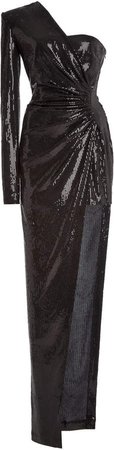 David Koma Asymmetric Sequined Jersey Gown