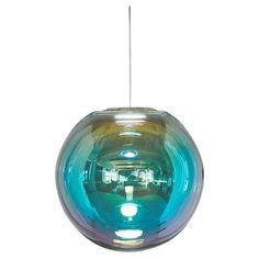 Sebastian Scherer Chandelier / Pendant - Cyan-Magenta Iris Globe 50 German Organic Modern Glass