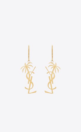 Saint Laurent ‎Monogram Palm Earrings In Metal ‎ | YSL.com
