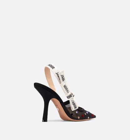 J’Adior tulle slingback embroidered with mini velvet polka dots - Shoes - Women's Fashion | DIOR