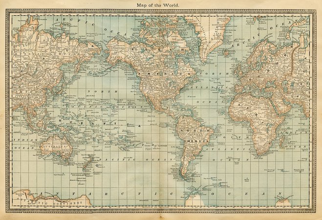 Pale Vintage World Map – måltilpasset fototapet – Photowall