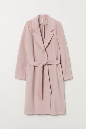 Felted Coat with Tie Belt - Dusty rose - | H&M US