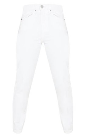 Petite White Denim Mom Jeans | Petite | PrettyLittleThing