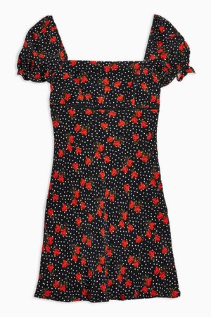 PALERMO Rose Mini Square Neck Dress Red and black | Topshop