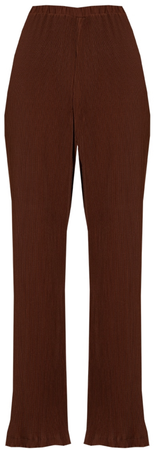 PLT Chocolate Brown Plisse High Waisted Wide Leg Pants