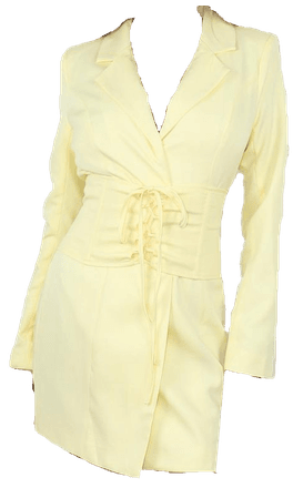 Missguided Lemon Corset Waist Blazer Dress