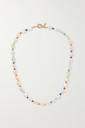 Gold Gold-tone pearl and bead necklace | éliou | NET-A-PORTER