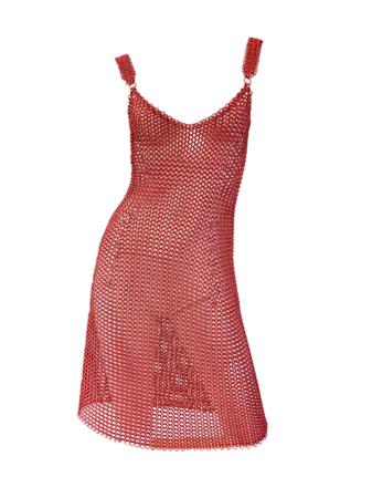 red 1990s chainmail dress 90s vintage