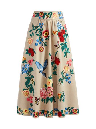 Earla Floral Embroidered Midi Skirt | Alice And Olivia