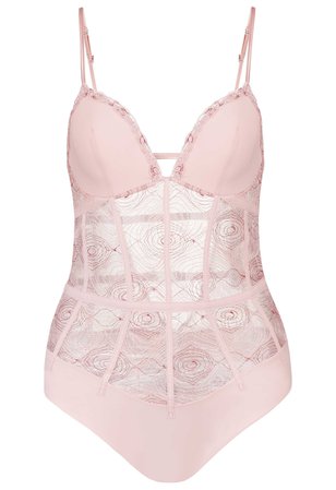 Elements Powder Pink And Red Body With Lurex Embroidered Tulle | La Perla