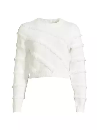 Shop Milly Striped Fringe Sweater | Saks Fifth Avenue