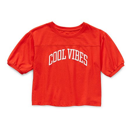 Thereabouts Little & Big Girls Round Neck Short Sleeve Graphic T-Shirt, Color: Ultimate Red - JCPenney