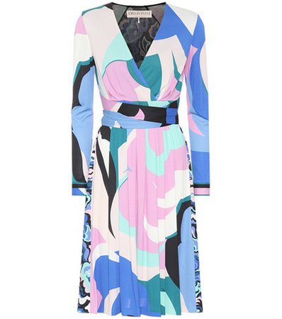 Printed silk-blend dress