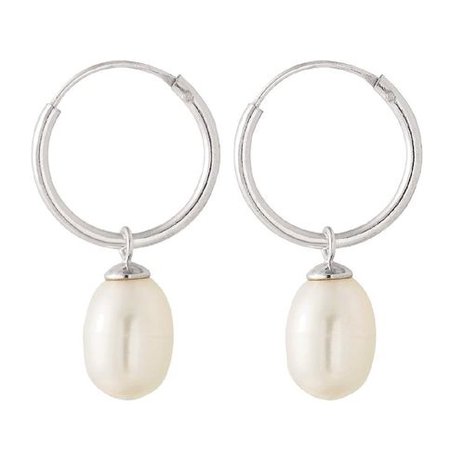 Sterling Silver White Fresh Water Pearl Mini Hoops Earrings | The Warehouse
