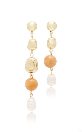 Tavern Gold-Plated, Pine And Pearl Earrings by Sophie Monet | Moda Operandi
