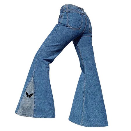 Butterfly Print Flare Jeans - Boogzel Apparel