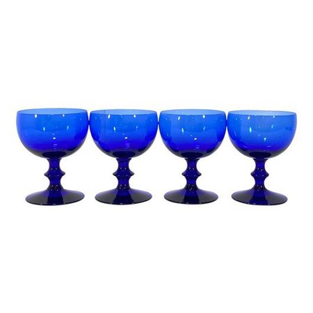 blue glassware cups