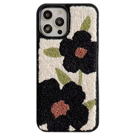 Black flower teddy iPhone case