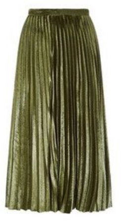 Green Maxi Pleated Skirt