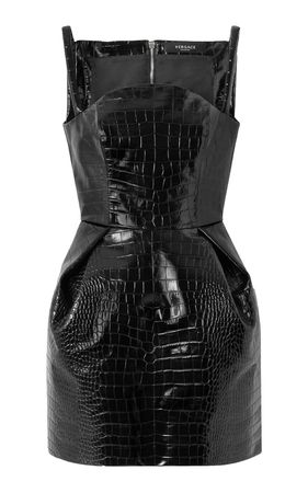 Croc-Effect Leather Mini Dress By Versace | Moda Operandi