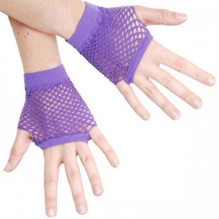 Purple Fingerless Fishnet Gloves | 1980s