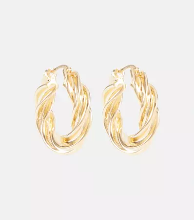 Pillar Twisted Gold Plated Hoop Earrings in Gold - Bottega Veneta | Mytheresa