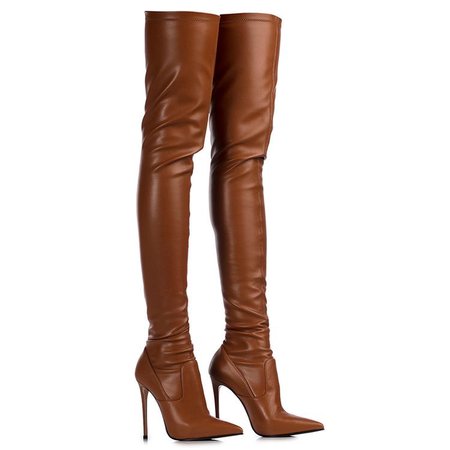 brown leather knee boots shoes