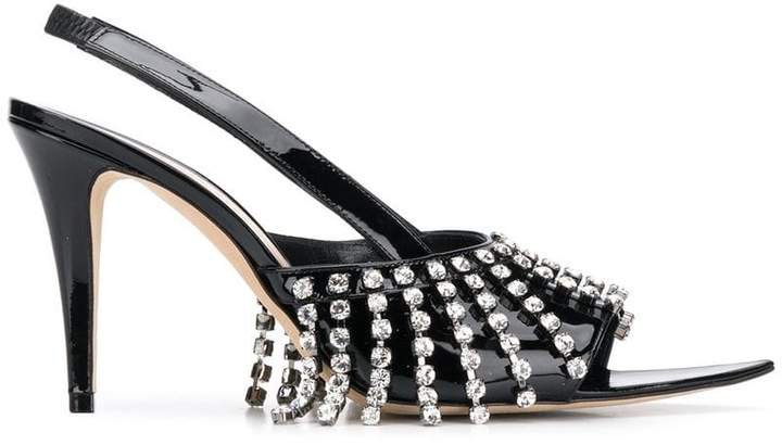 crystal fringe heeled sandal