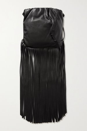 Black Fringe gathered leather shoulder bag | Bottega Veneta | NET-A-PORTER
