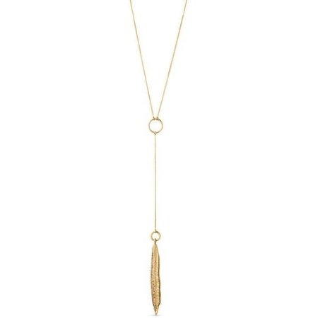 Long Gold Feather Necklace