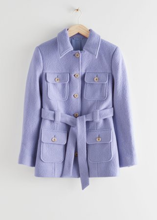Belted Button Up Wool Jacket - Lilac - Jackets - & Other Stories