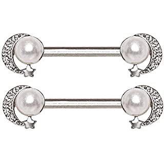 Amazon.com: Pierced Owl Forward Facing Imitation Pearl Nipple Barbells in 316L Stainless Steel - Sold as a Pair: Jewelry