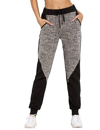 SweatyRocks Women Pants Color block Casual Tie Waist Yoga Jogger Pants Black XXL at Amazon Women’s Clothing store: