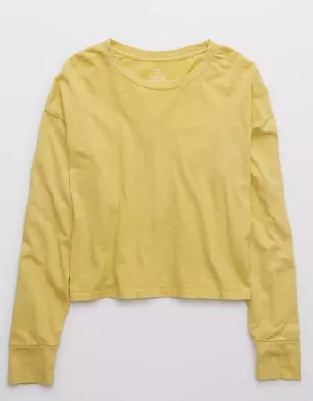 Aerie Boyfriend Long Sleeve Cropped T-Shirt yellow