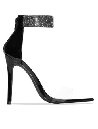 clear black heels