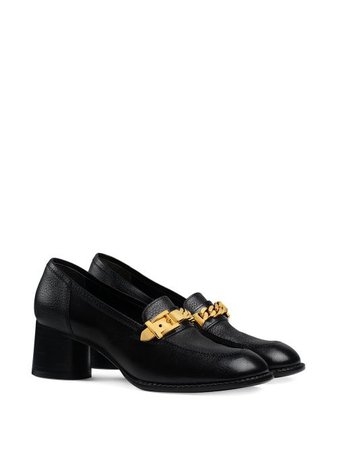Shop Gucci chain-detail 55mm block-heel loafers with Express Delivery - FARFETCH