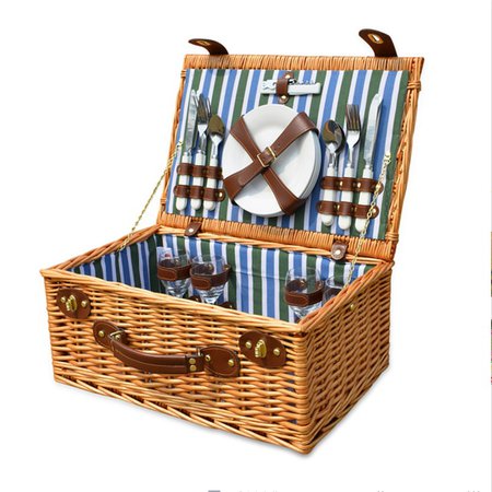 Wicker-Basket-Wicker-Camping-Picnic-Basket-Outdoor-Willow-Picnic-Baskets-Handmade-Picnic-Basket-Set-for-4Persons.jpg (605×605)