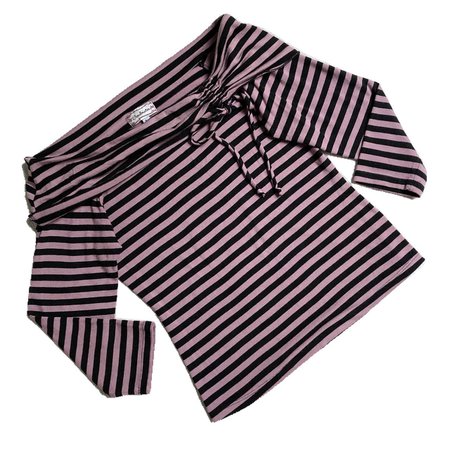 Y2K Vintage Pink and Black Striped Top Made by... - Depop