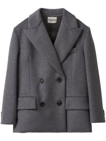 Miu Miu double-breasted Velour Wool Blazer jacket coat  - Farfetch