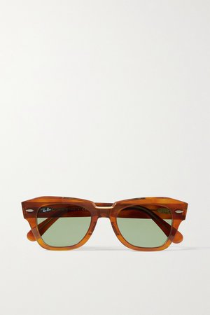 Light brown State Street square-frame tortoiseshell acetate sunglasses | Ray-Ban | NET-A-PORTER