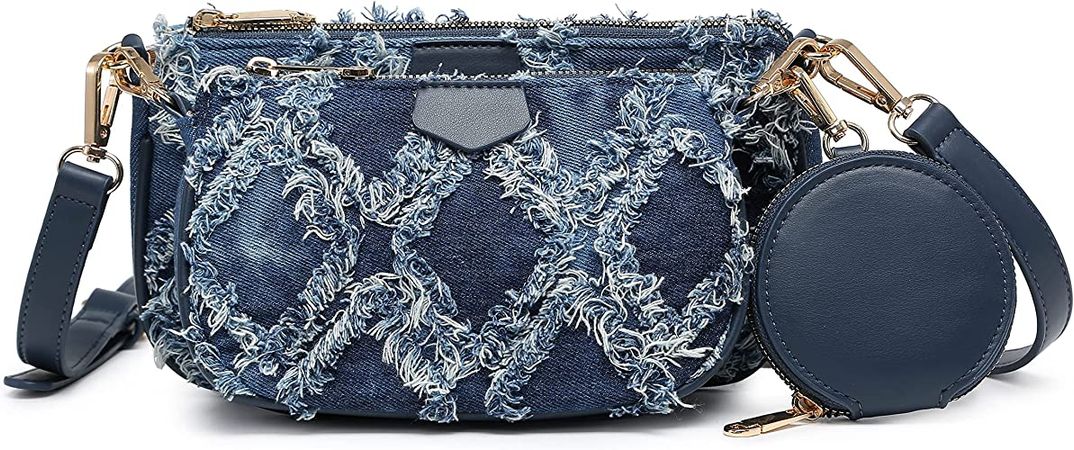 Marco M Kelly Small Denim Jeans Crossbody Bags Multipurpose Lightweight Shoulder Bag with Coin Purse 3pcs Set for Women: Handbags: Amazon.com