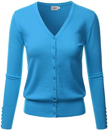 LALABEE Women's V-Neck Long Sleeve Button Down Sweater Cardigan Soft Knit-APPLEGREEN-S at Amazon Women’s Clothing store